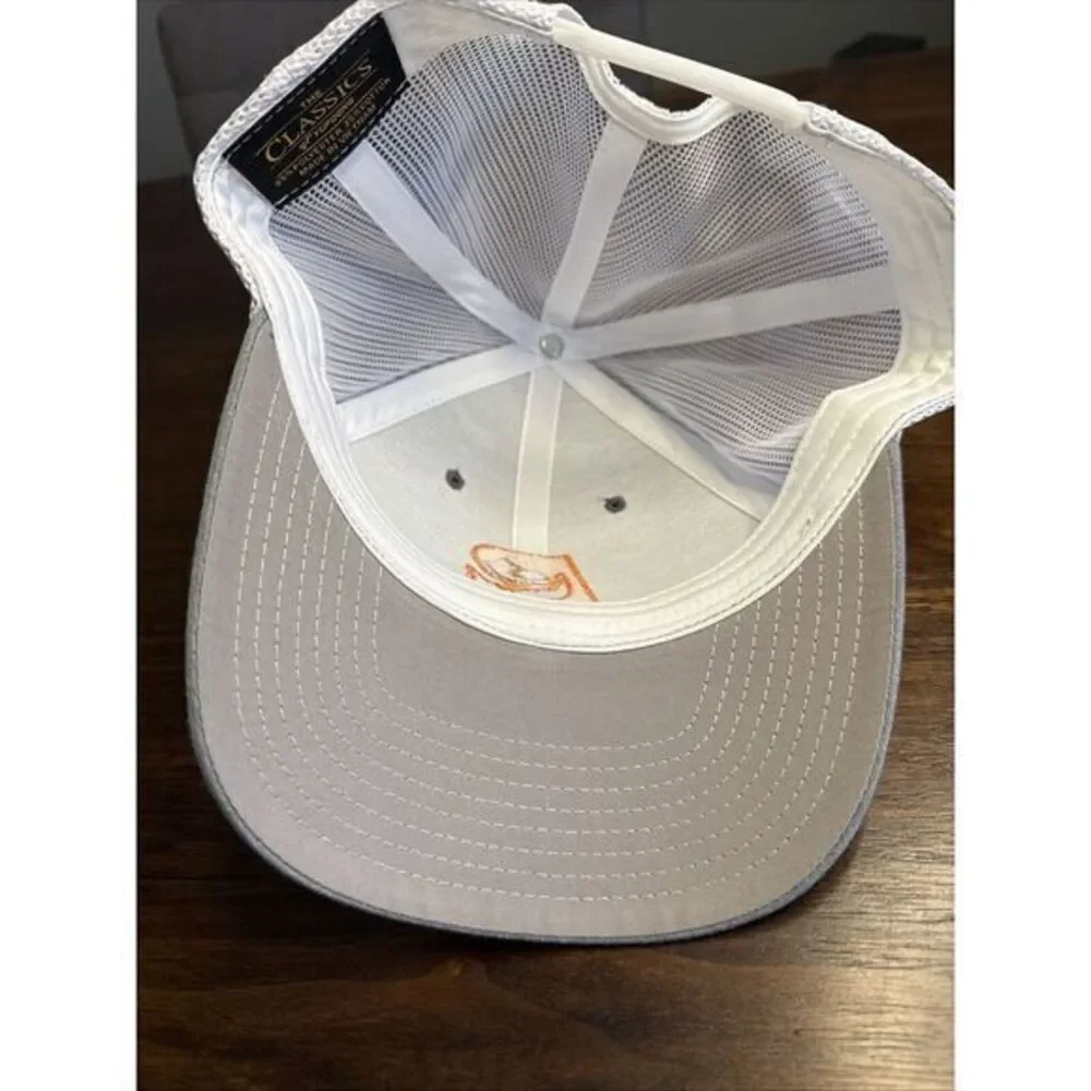 Yupoong The Classics Snapback Trucker Hat Grey White Orange Logo Mesh‎ Cap